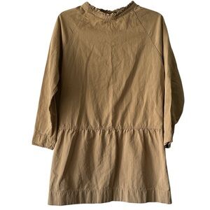 Atlantique Ascoli Paris Tan Cotton Linen Ruffle Mini Dress Tunic Size 1 Small